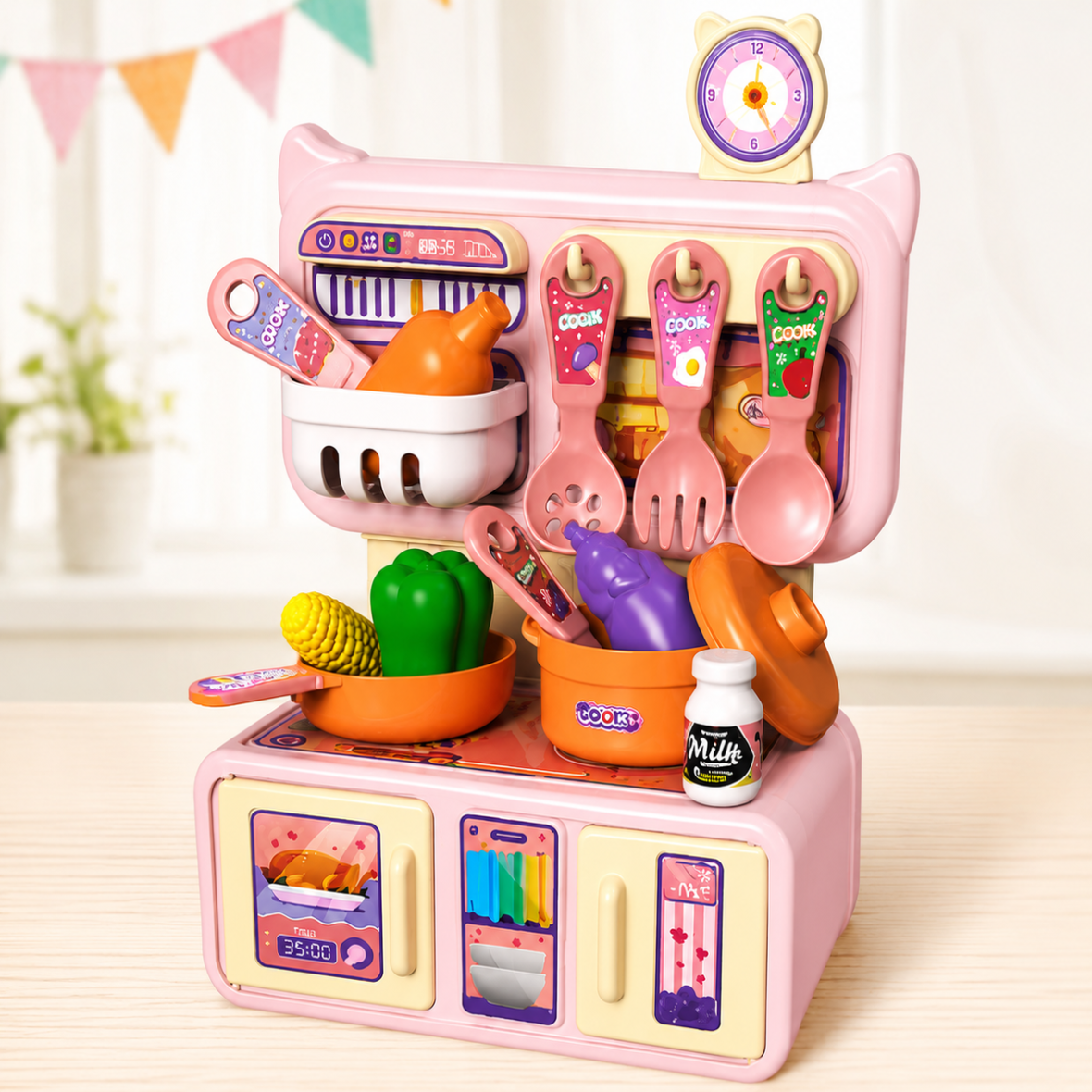 Dream Kitchen Set Toy for Kids with Storage, Cooking Accessories & Water Sink Play Set