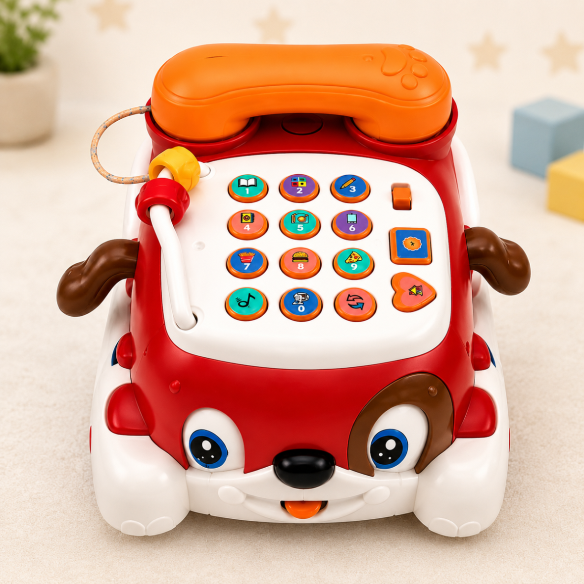 Educational Dog Telephone Toy for Kids with Lights, Music & Bump Go Action | Musical Learning Toy for Toddlers