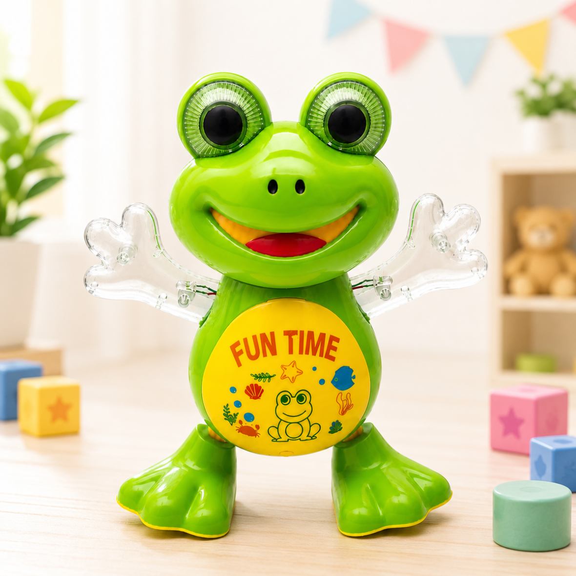 Dancing Frog Musical Toy with Flashing Lights, Sound & Interactive Moving Hands for Kids