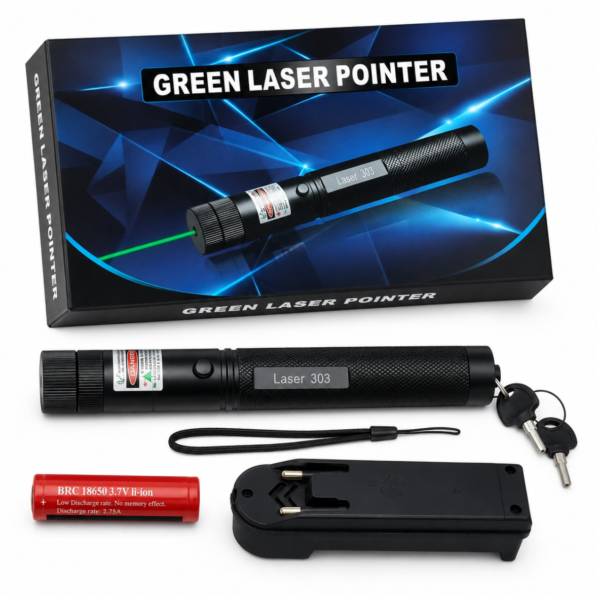 Rechargeable Green Laser Pointer Torch with Multi Superhero Projection Light Effects, USB Charging Support and Portable Metal Body Design