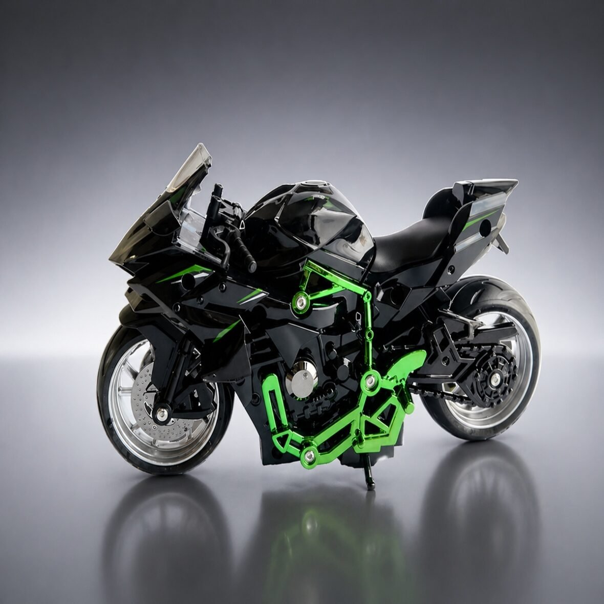 Friction Powered Sport Bike Toy Motorcycle with Lights, Music & Smoke Fog Effect for Kids