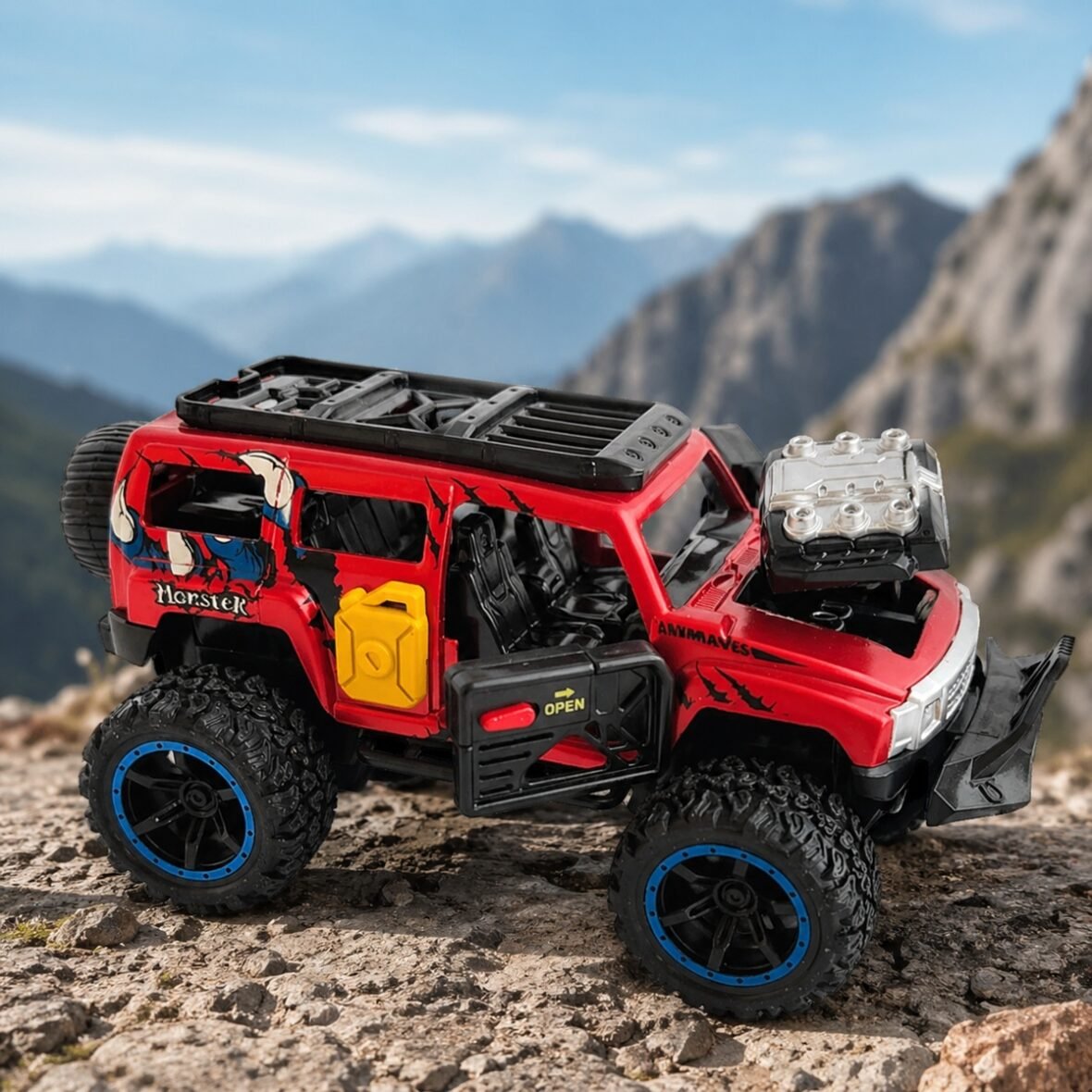 Monster Vehicle Die-Cast Metal Pull Back Toy Car with Light & Sound for Kids